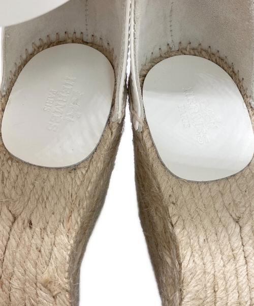HERMES（エルメス）HERMES (エルメス) エスパドリーユストラップサンダル ホワイト×ベージュ サイズ:38の古着・服飾アイテム