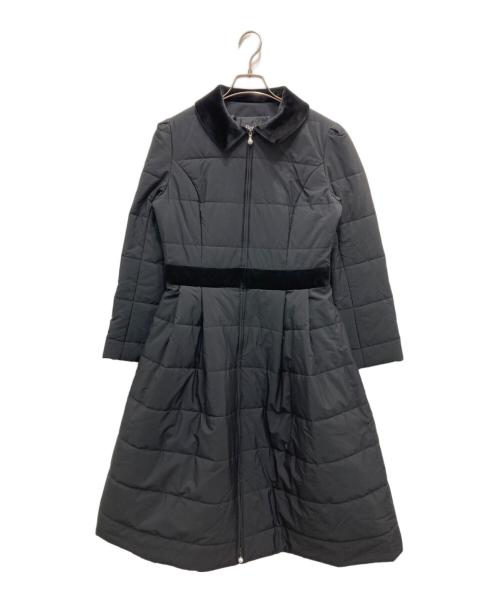 Rene（ルネ）Rene (ルネ) ベロア切替パールジップ中綿コート ブラック サイズ:36の古着・服飾アイテム