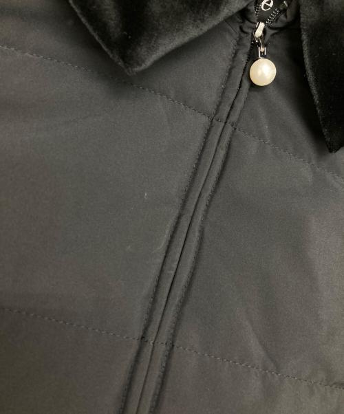 Rene（ルネ）Rene (ルネ) ベロア切替パールジップ中綿コート ブラック サイズ:36の古着・服飾アイテム