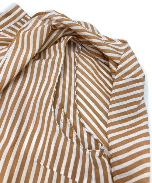 TOMORROW LAND collection（トゥモローランドコレクション）TOMORROW LAND collection (トゥモローランドコレクション) シアーストライプ フレアヨークブラウス オレンジ サイズ:36の古着・服飾アイテム