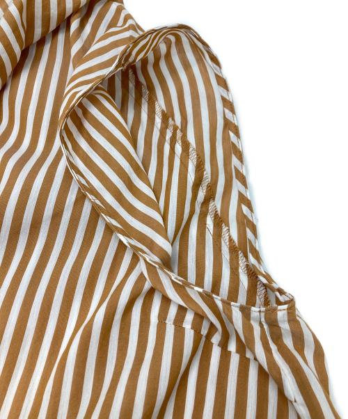 TOMORROW LAND collection（トゥモローランドコレクション）TOMORROW LAND collection (トゥモローランドコレクション) シアーストライプ フレアヨークブラウス オレンジ サイズ:36の古着・服飾アイテム