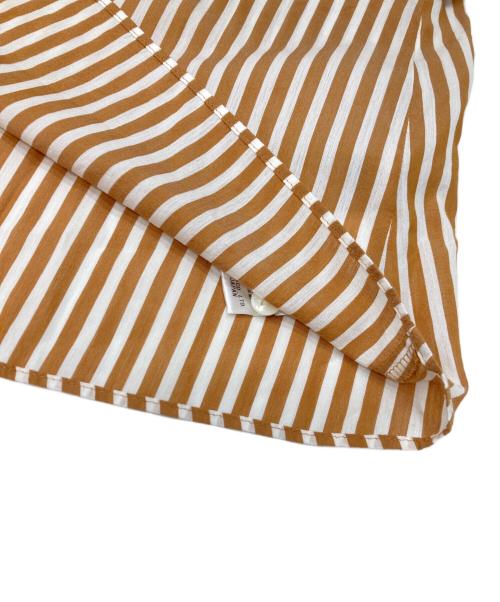 TOMORROW LAND collection（トゥモローランドコレクション）TOMORROW LAND collection (トゥモローランドコレクション) シアーストライプ フレアヨークブラウス オレンジ サイズ:36の古着・服飾アイテム