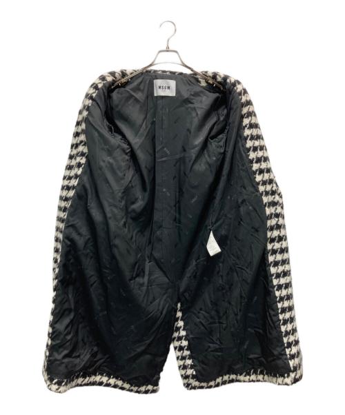 MSGM（エムエスジーエム）MSGM (エムエスジーエム) 千鳥格子ウールダブルコート ホワイト×ブラック サイズ:38の古着・服飾アイテム