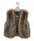 anuansアニュアンス）の古着「ショートファーベスト」｜ブラウン