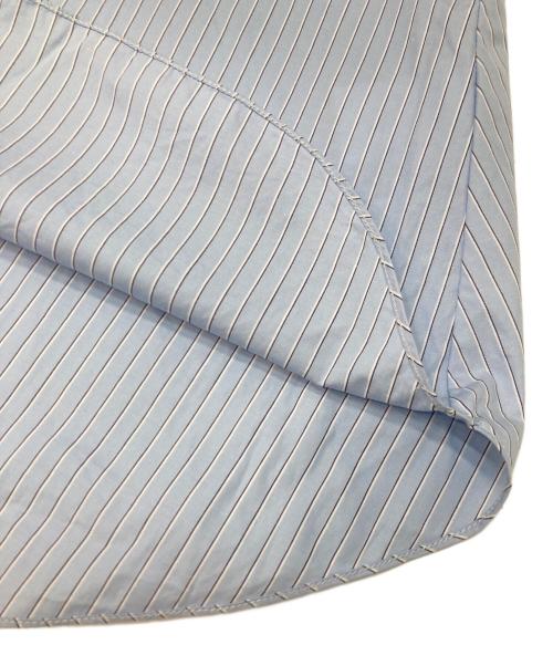 teija（テイヤ）TEIJA (テイヤ) シルクフリルネックブラウス ブルー サイズ:6の古着・服飾アイテム