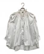 teijaテイヤ）の古着「シルクフリルネックブラウス」｜ホワイト