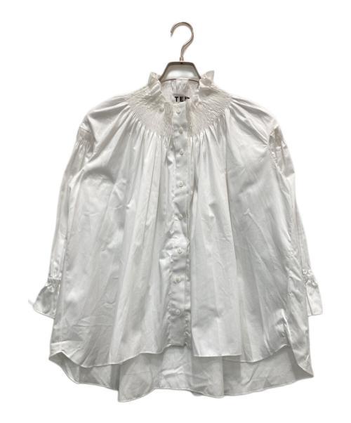 teija（テイヤ）TEIJA (テイヤ) シルクフリルネックブラウス ホワイト サイズ:6の古着・服飾アイテム