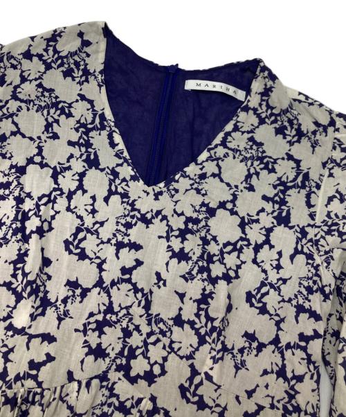 MARIHA（マリハ）MARIHA (マリハ) 総柄ワンピース ネイビー×ホワイト サイズ:36の古着・服飾アイテム