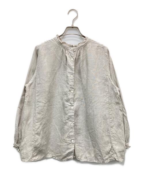 nest Robe（ネストローブ）nest Robe (ネストローブ) リネンビエラスタンドフリルブラウス ベージュ サイズ:不明（実寸参照）の古着・服飾アイテム