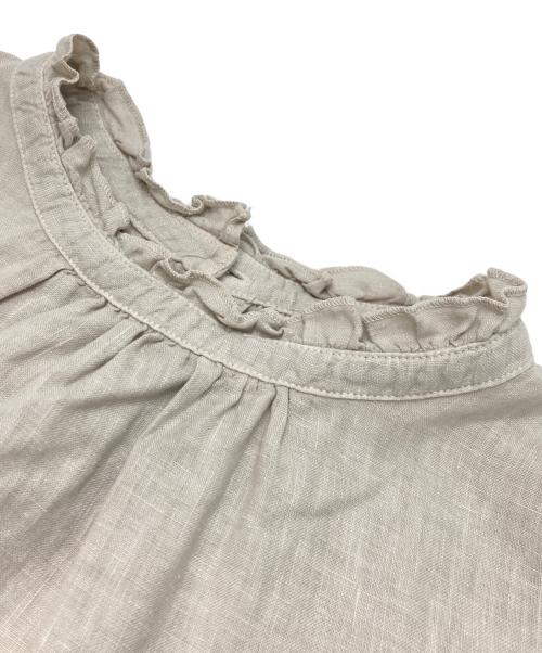 nest Robe（ネストローブ）nest Robe (ネストローブ) リネンビエラスタンドフリルブラウス ベージュ サイズ:不明（実寸参照）の古着・服飾アイテム