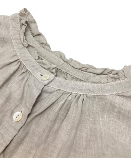 nest Robe（ネストローブ）nest Robe (ネストローブ) リネンビエラスタンドフリルブラウス ベージュ サイズ:不明（実寸参照）の古着・服飾アイテム
