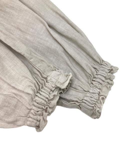 nest Robe（ネストローブ）nest Robe (ネストローブ) リネンビエラスタンドフリルブラウス ベージュ サイズ:不明（実寸参照）の古着・服飾アイテム