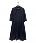 MARGARET HOWELLマーガレットハウエル）の古着「丸襟フレアシャツワンピース」｜ネイビー