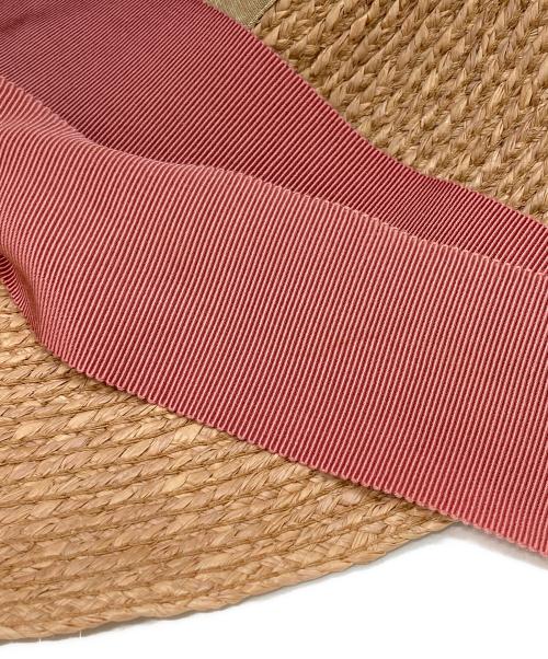 HELEN KAMINSKI（ヘレンカミンスキー）HELEN KAMINSKI (ヘレンカミンスキー) ラフィアハット ベージュ×ピンクの古着・服飾アイテム