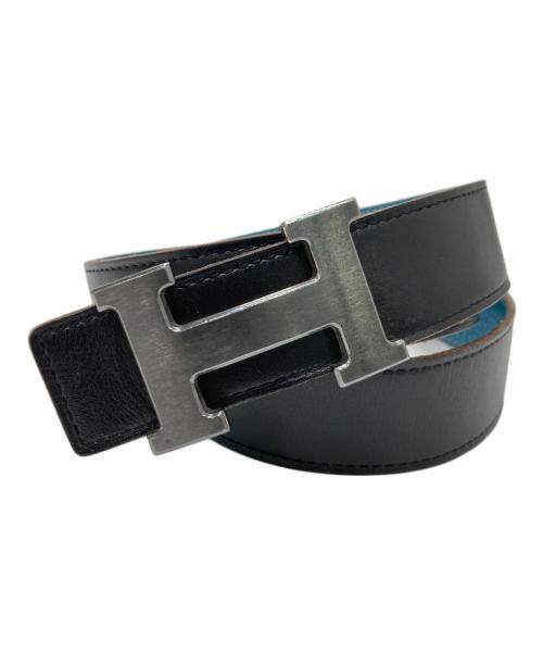 HERMES（エルメス）HERMES (エルメス) Hバックルベルト ブラック×ブルーの古着・服飾アイテム