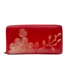 GUCCI（グッチ）の古着「フローラルプリントラウンドファスナーウォレット」｜レッド