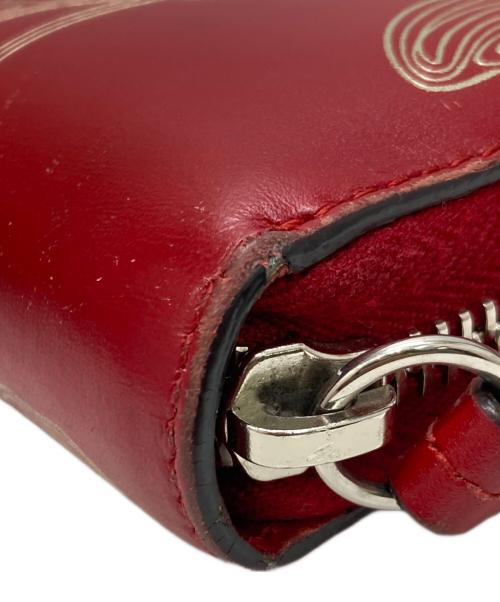 GUCCI（グッチ）GUCCI (グッチ) フローラルプリントラウンドファスナーウォレット レッドの古着・服飾アイテム