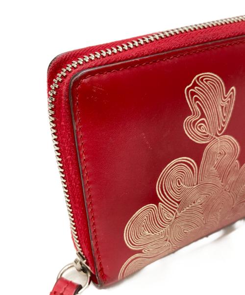 GUCCI（グッチ）GUCCI (グッチ) フローラルプリントラウンドファスナーウォレット レッドの古着・服飾アイテム