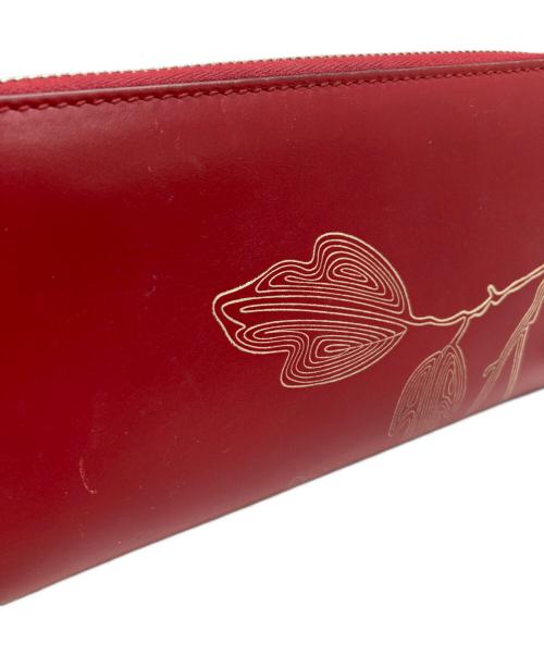 GUCCI（グッチ）GUCCI (グッチ) フローラルプリントラウンドファスナーウォレット レッドの古着・服飾アイテム