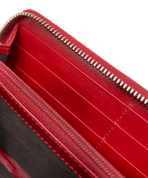 GUCCI（グッチ）GUCCI (グッチ) フローラルプリントラウンドファスナーウォレット レッドの古着・服飾アイテム