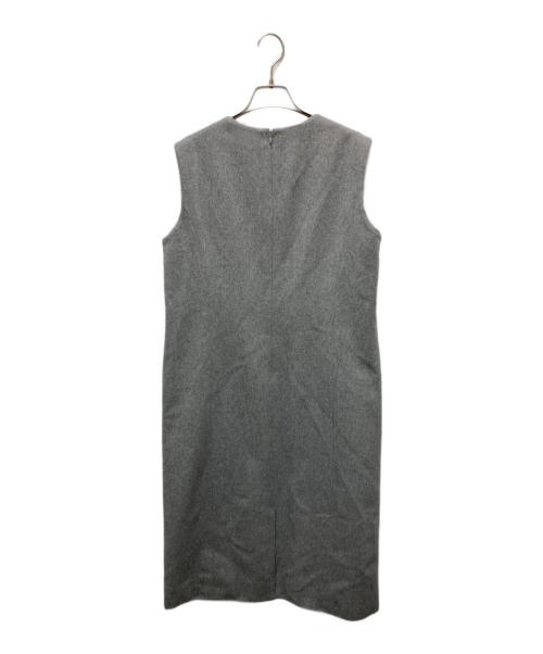 Aquascutum（アクアスキュータム）Aquascutum (アクアスキュータム) カシミヤVネックワンピース グレー サイズ:不明(実寸参照)の古着・服飾アイテム