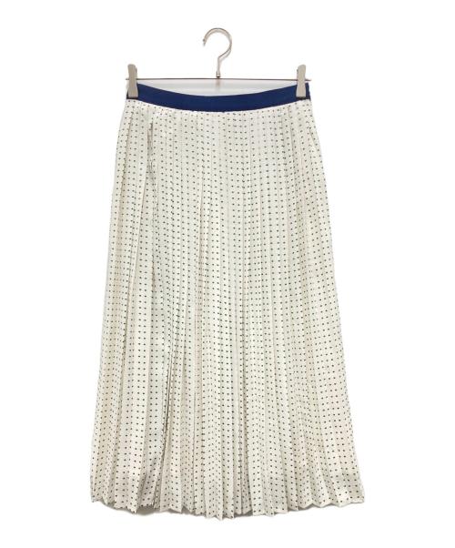 ANAYI（アナイ）ANAYI (アナイ) ピンドットプリントプリーツ スカート ホワイト サイズ:38の古着・服飾アイテム