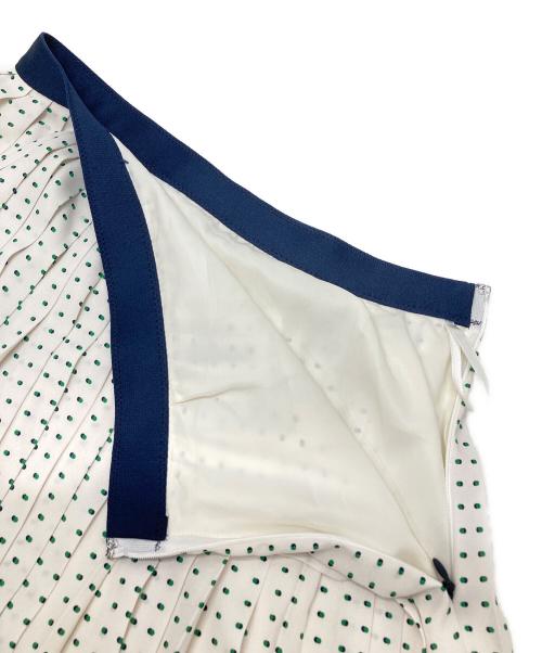 ANAYI（アナイ）ANAYI (アナイ) ピンドットプリントプリーツ スカート ホワイト サイズ:38の古着・服飾アイテム