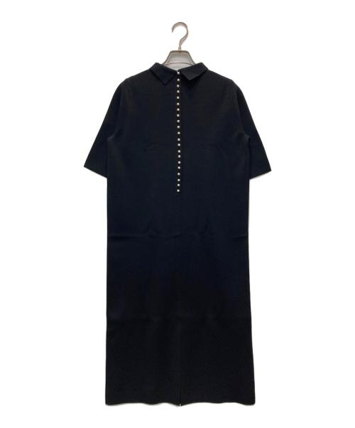 BALLSEY（ボールジィ）BALLSEY (ボールジィ) ウールポリエステル バックパールボタンワンピース ブラック サイズ:36 未使用品の古着・服飾アイテム