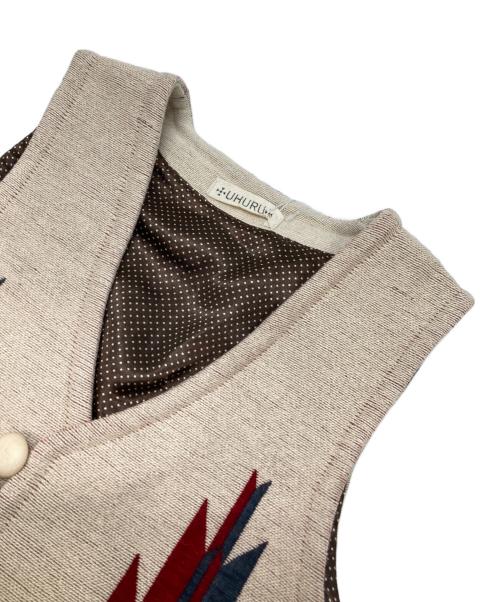 UHURU（ウフル）UHURU (ウフル) ジャガードベスト ベージュ サイズ:FREEの古着・服飾アイテム