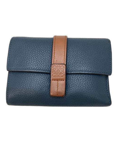 LOEWE（ロエベ）LOEWE (ロエベ) バーティカルウォレット ネイビー×ブラウンの古着・服飾アイテム