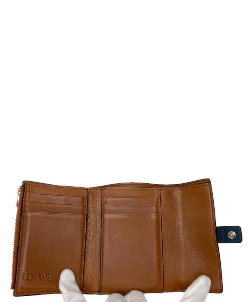 LOEWE（ロエベ）LOEWE (ロエベ) バーティカルウォレット ネイビー×ブラウンの古着・服飾アイテム