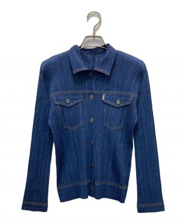美品　プリーツプリーズ　ジャケット　デニム調　ボタン　サイズ3 中古・古着通販】PLEATS PLEASE (プリーツプリーズ) デニムプリント