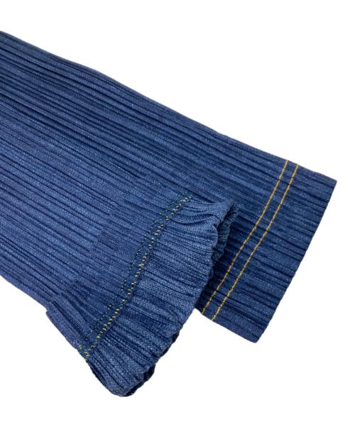 PLEATS PLEASE（プリーツプリーズ）PLEATS PLEASE (プリーツプリーズ) デニムプリントプリーツジャケット ブルー サイズ:3の古着・服飾アイテム