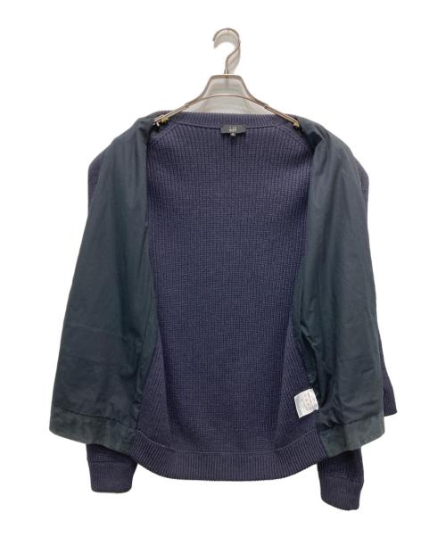dunhill（ダンヒル）dunhill (ダンヒル) ウールスエード切替スタンドカラーニットジャケット ネイビー サイズ:Mの古着・服飾アイテム
