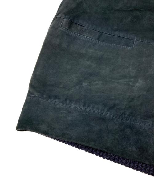 dunhill（ダンヒル）dunhill (ダンヒル) ウールスエード切替スタンドカラーニットジャケット ネイビー サイズ:Mの古着・服飾アイテム