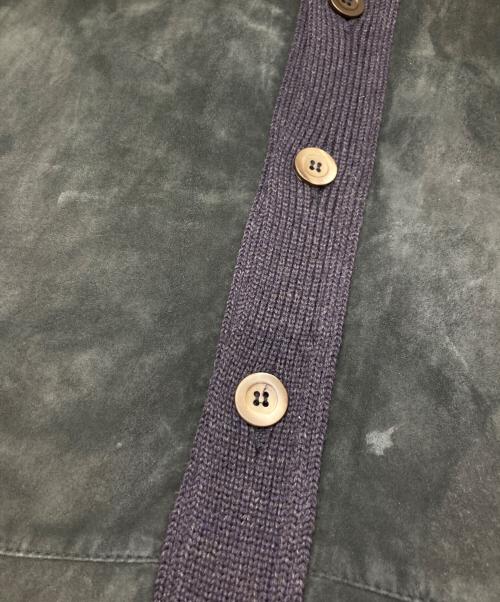 dunhill（ダンヒル）dunhill (ダンヒル) ウールスエード切替スタンドカラーニットジャケット ネイビー サイズ:Mの古着・服飾アイテム