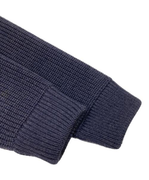 dunhill（ダンヒル）dunhill (ダンヒル) ウールスエード切替スタンドカラーニットジャケット ネイビー サイズ:Mの古着・服飾アイテム