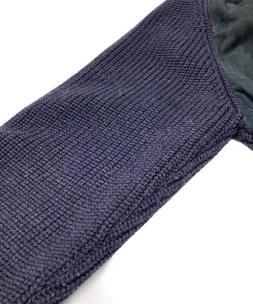 dunhill（ダンヒル）dunhill (ダンヒル) ウールスエード切替スタンドカラーニットジャケット ネイビー サイズ:Mの古着・服飾アイテム