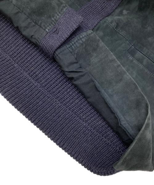 dunhill（ダンヒル）dunhill (ダンヒル) ウールスエード切替スタンドカラーニットジャケット ネイビー サイズ:Mの古着・服飾アイテム