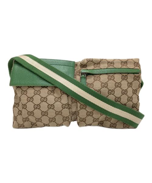 GUCCI（グッチ）GUCCI (グッチ) ウエストポーチ ベージュ×グリーンの古着・服飾アイテム