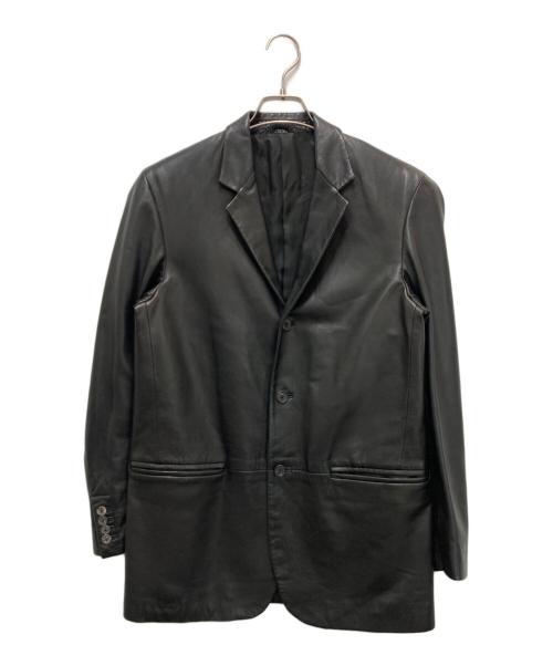 International Gallery（インターナショナルギャラリー）International Gallery (インターナショナルギャラリー) quattrocchi (クアトロッキ) レザーテーラードジャケット ブラック サイズ:48の古着・服飾アイテム