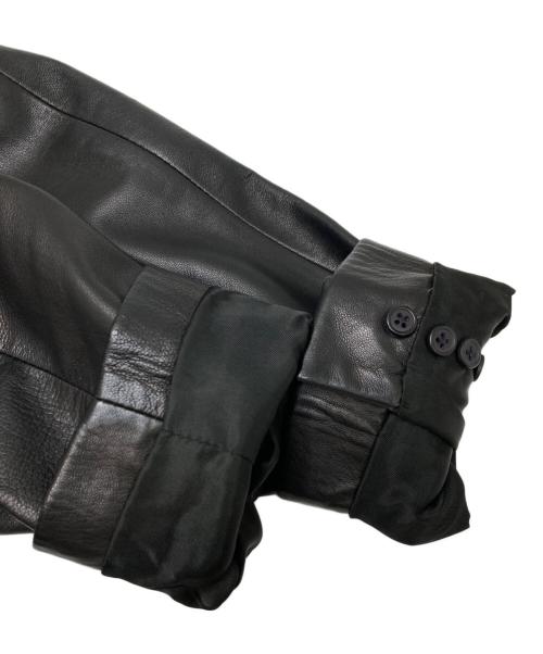 International Gallery（インターナショナルギャラリー）International Gallery (インターナショナルギャラリー) quattrocchi (クアトロッキ) レザーテーラードジャケット ブラック サイズ:48の古着・服飾アイテム