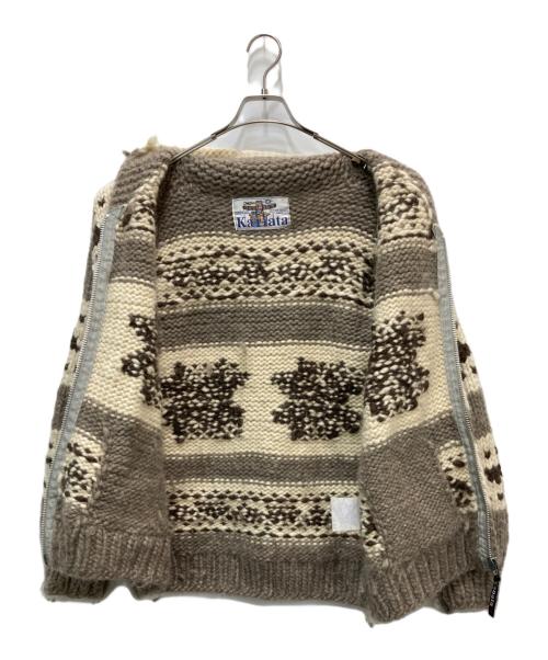 KANATA（カナタ）KANATA (カナタ) カウチンニットジャケット ブラウン サイズ:不明(実寸参照)の古着・服飾アイテム