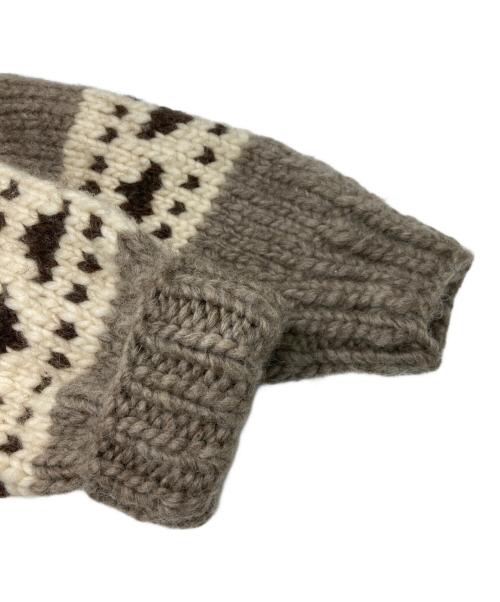 KANATA（カナタ）KANATA (カナタ) カウチンニットジャケット ブラウン サイズ:不明(実寸参照)の古着・服飾アイテム