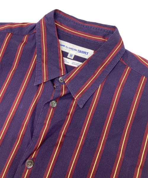 COMME des GARCONS SHIRT（コムデギャルソンシャツ）COMME des GARCONS SHIRT (コムデギャルソンシャツ) ストライプシャツ パープル サイズ:Mの古着・服飾アイテム