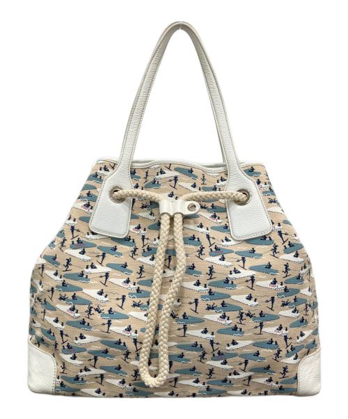 TOD'S（トッズ）TOD'S (トッズ) コラボレザーキャンバストート ベージュの古着・服飾アイテム