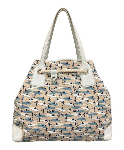 TOD'S（トッズ）TOD'S (トッズ) コラボレザーキャンバストート ベージュの古着・服飾アイテム