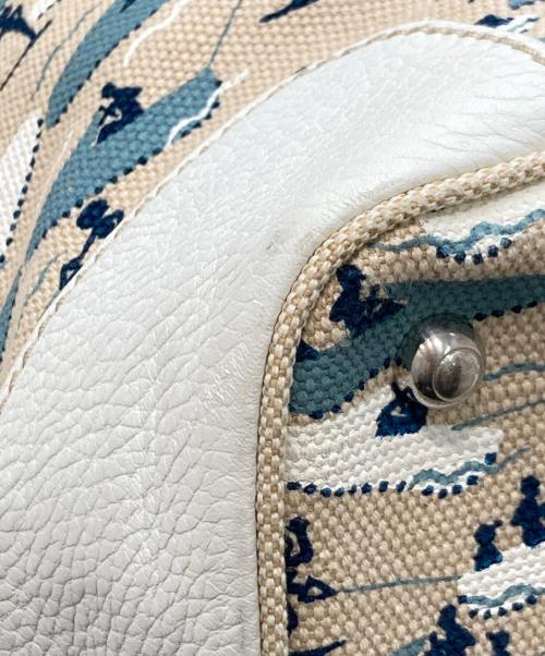 TOD'S（トッズ）TOD'S (トッズ) コラボレザーキャンバストート ベージュの古着・服飾アイテム