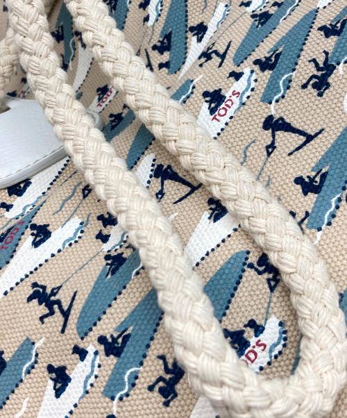 TOD'S（トッズ）TOD'S (トッズ) コラボレザーキャンバストート ベージュの古着・服飾アイテム