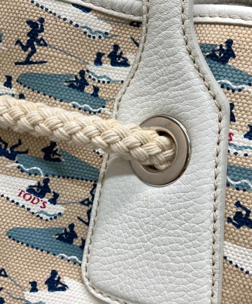 TOD'S（トッズ）TOD'S (トッズ) コラボレザーキャンバストート ベージュの古着・服飾アイテム